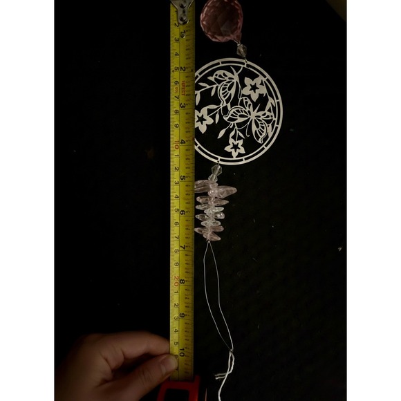 Butterfly Crystal Suncatcher Pink Prisms Hanging Window Decor Whimsical Boho 10" - Picture 6 of 6